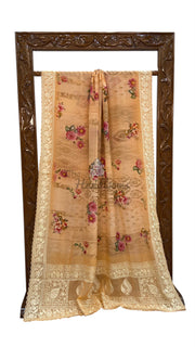 Pure Georgette Handloom Banarasi Saree - Chikanka With Digital Print - The Handlooms