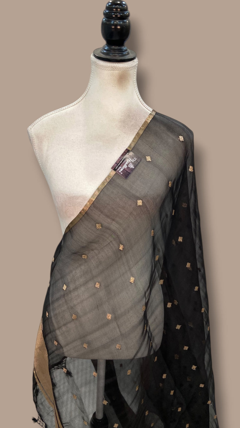 Pure kora Banarasi Handloom Dupatta - The Handlooms