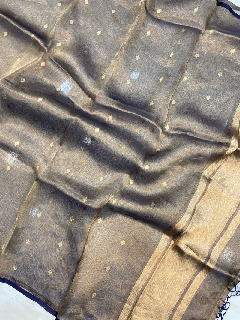 Pure kora Tissue Banarasi Brocade Handloom Dupatta - The Handlooms