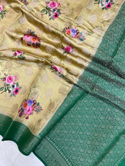 Pure Chiniya Silk Handloom Banarasi Saree Digital Print - The Handlooms