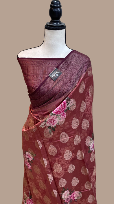 Pure Chiniya Silk Handloom Banarasi Saree Digital Print