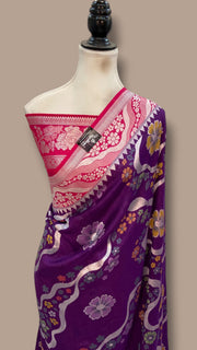 Tussar Georgette Handloom Banarasi Saree With Meenakari - The Handlooms