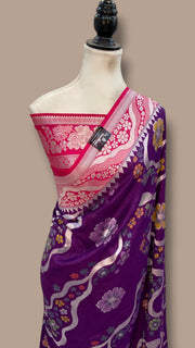 Tussar Georgette Handloom Banarasi Saree With Meenakari - The Handlooms