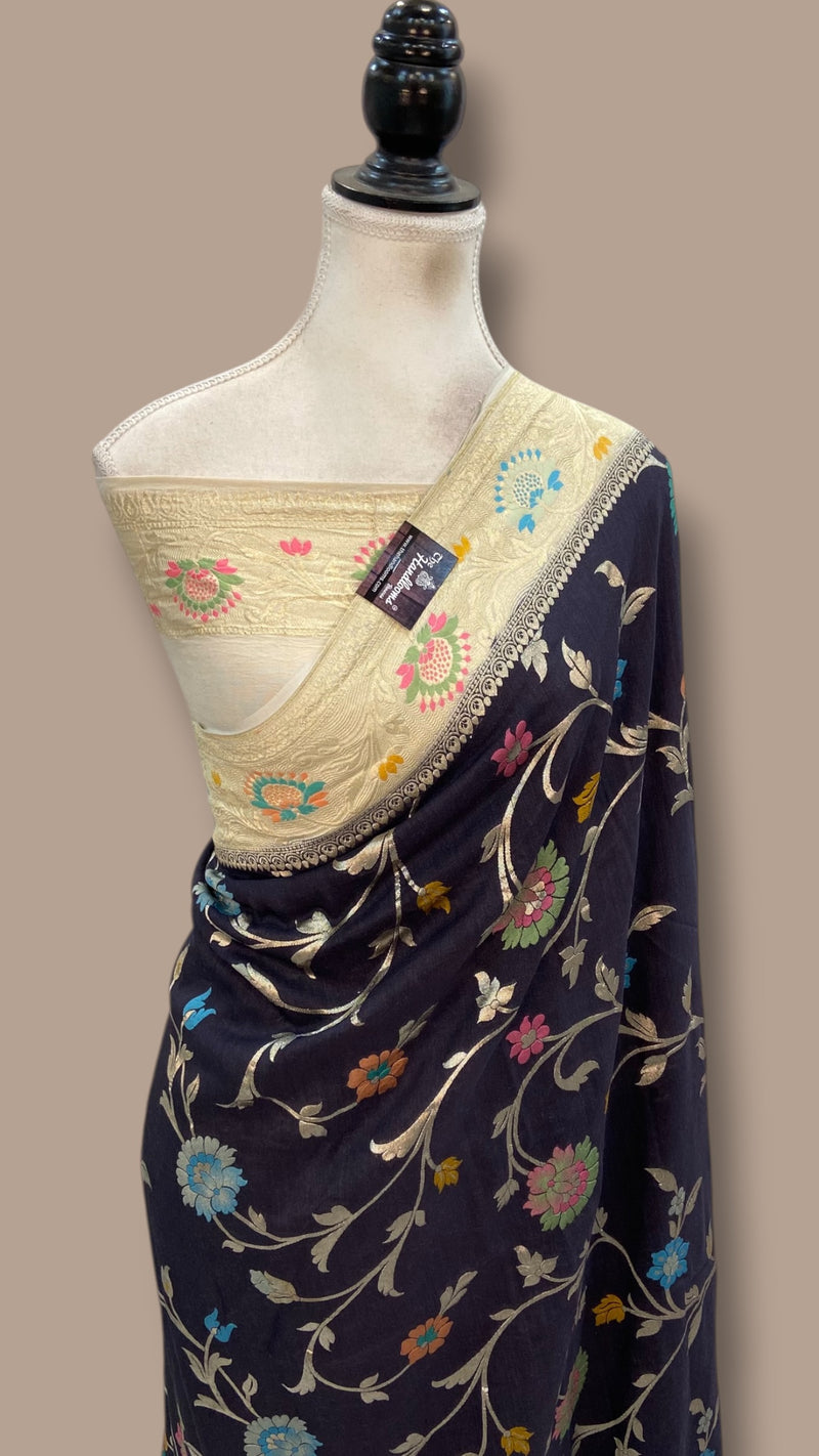 Moonga Georgette Handloom Banarasi Saree - The Handlooms