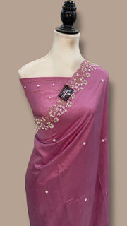 Pure Crepe Silk Handloom Banarasi Saree with Handwork - The Handlooms