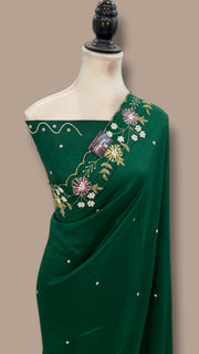 Pure Crepe Silk Handloom Banarasi Saree with Handwork - The Handlooms