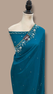 Pure Crepe Silk Handloom Banarasi Saree with Handwork - The Handlooms