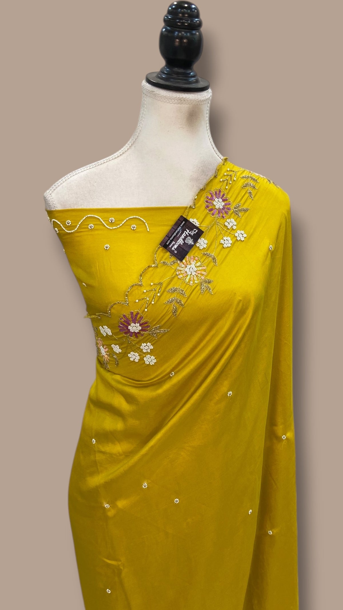 Pure Crepe Silk Handloom Banarasi Saree with Handwork — The Handlooms