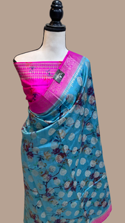 Pure Chiniya Silk Handloom Banarasi Saree Digital Print - The Handlooms