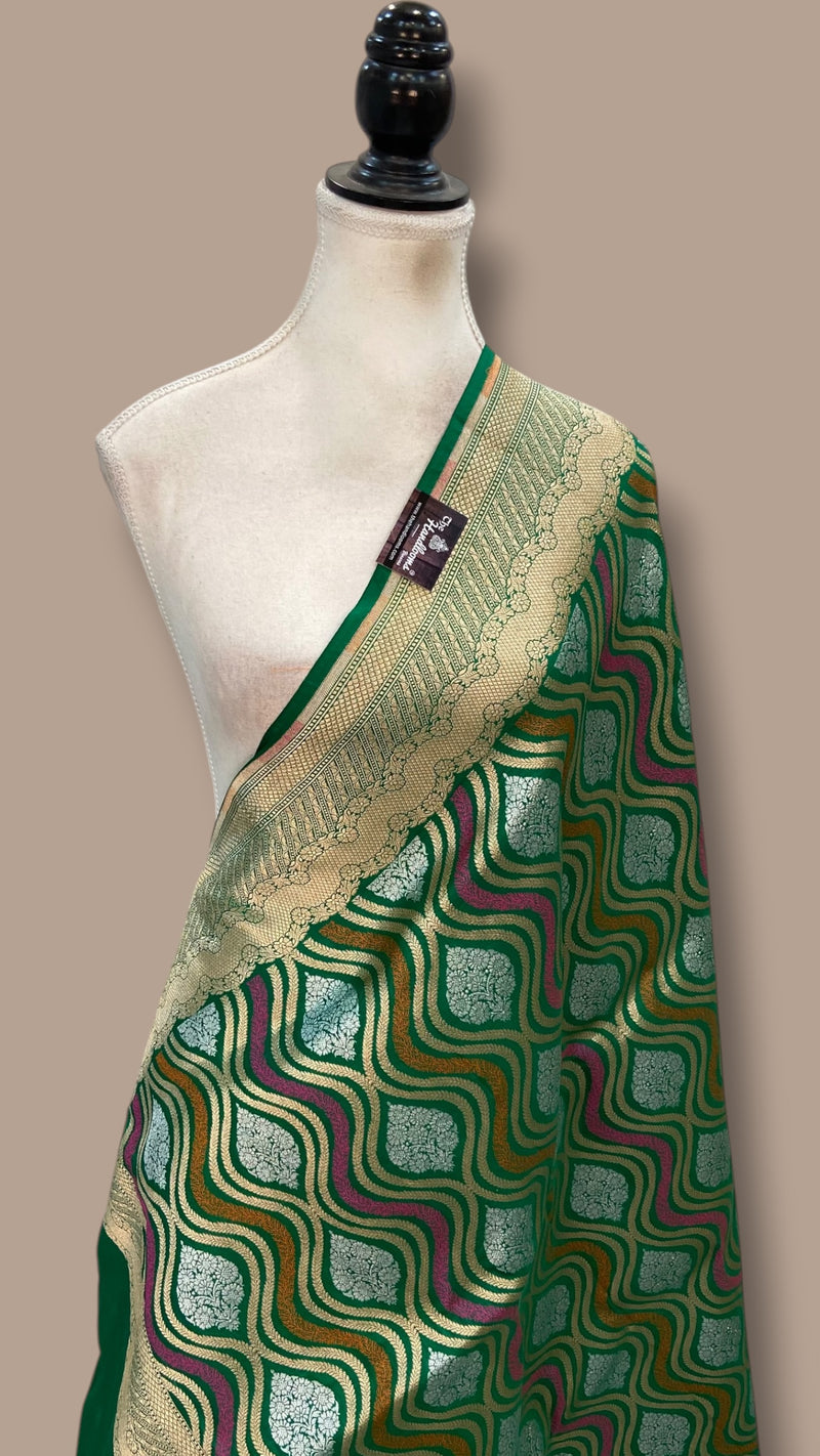 Pure Katan Silk Handloom Banarasi Dupatta - Meenakari - The Handlooms