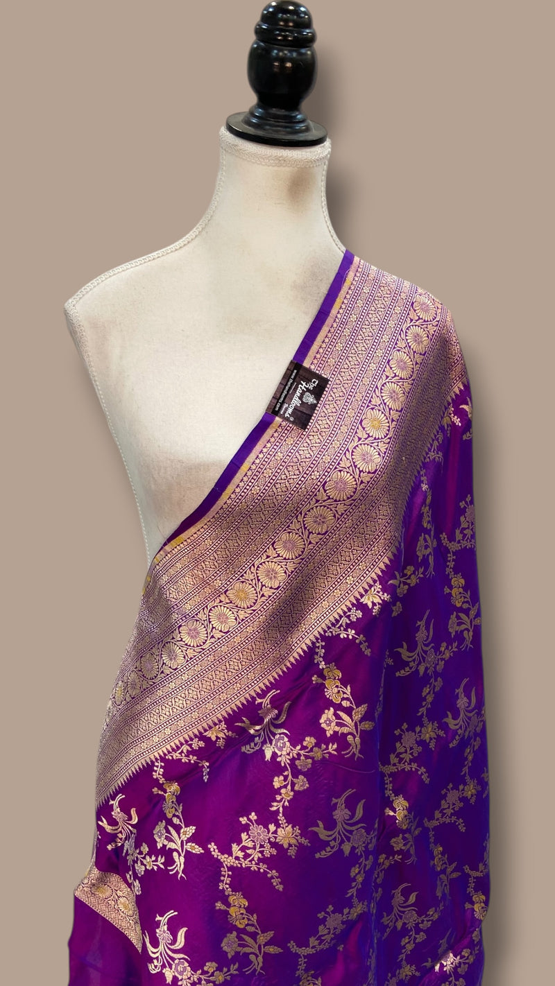 Pure Katan Silk Handloom Banarasi Dupatta - Meenakari - The Handlooms