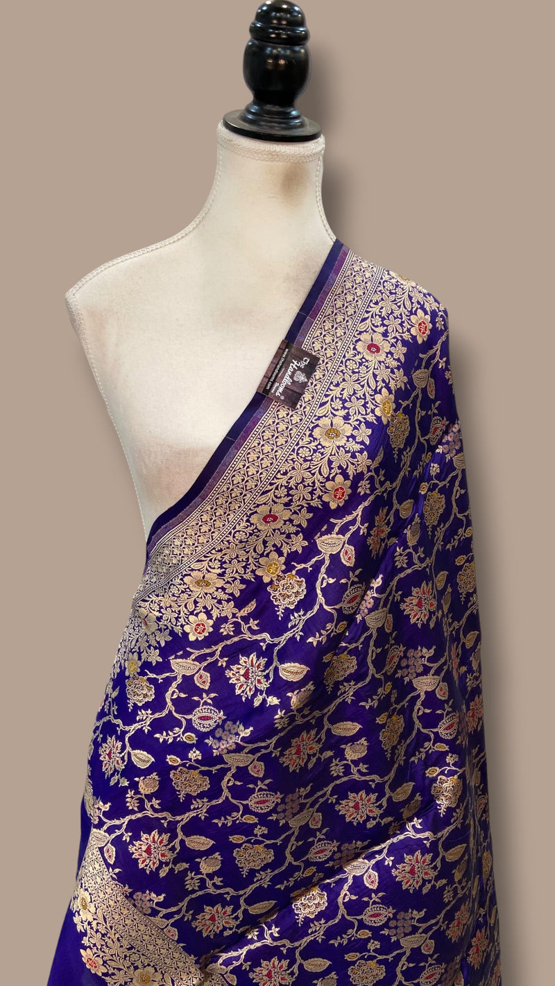 Pure Katan Silk Handloom Banarasi Dupatta - Meenakari - The Handlooms