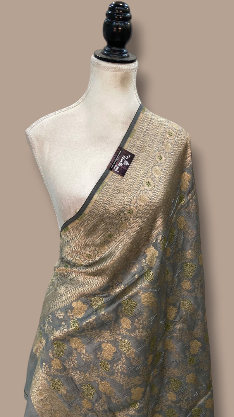 Pure Katan Silk Handloom Banarasi Dupatta - Meenakari - The Handlooms