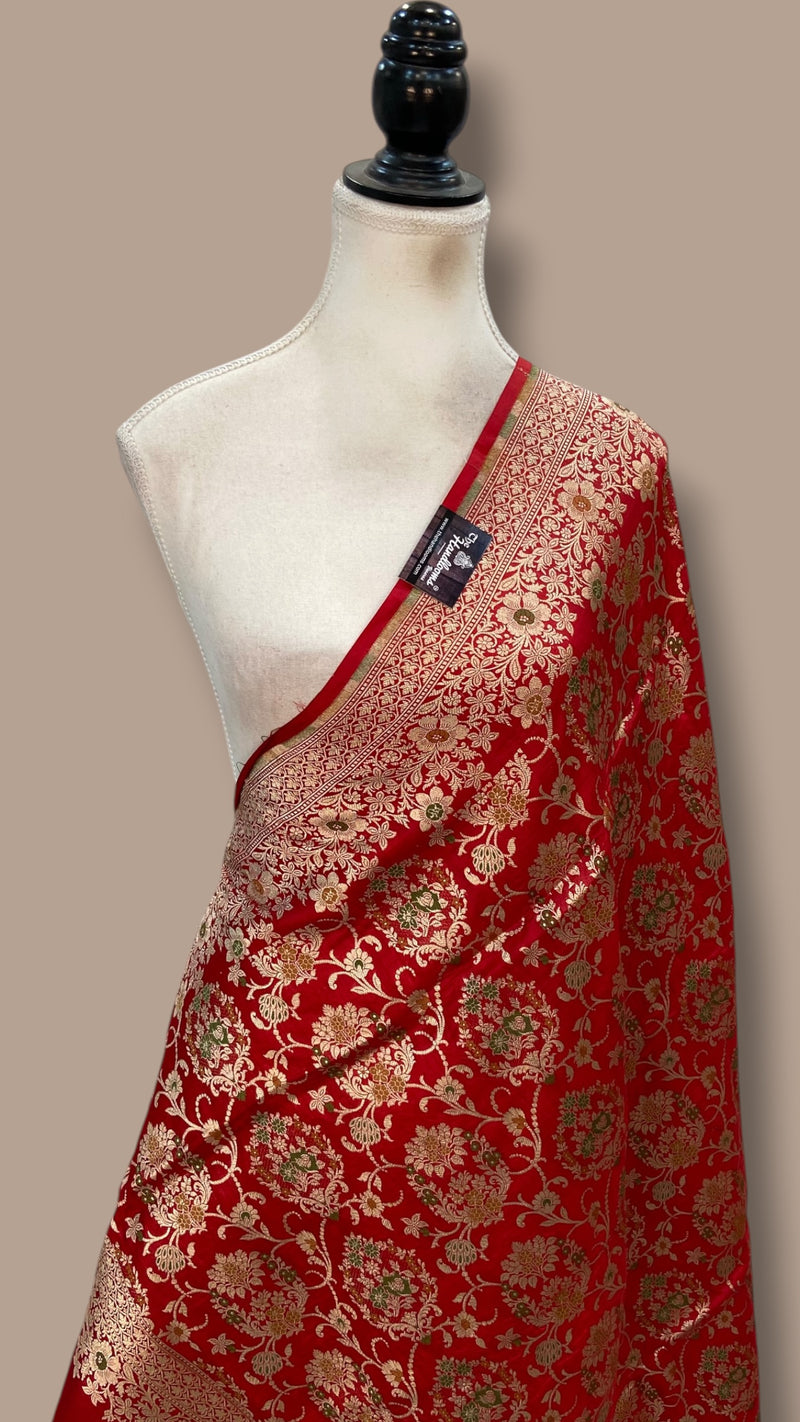 Pure Katan Silk Handloom Banarasi Dupatta - Meenakari - The Handlooms