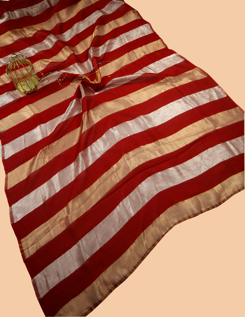 Pure tissue Chanderi Handloom Banarasi Saree - The Handlooms