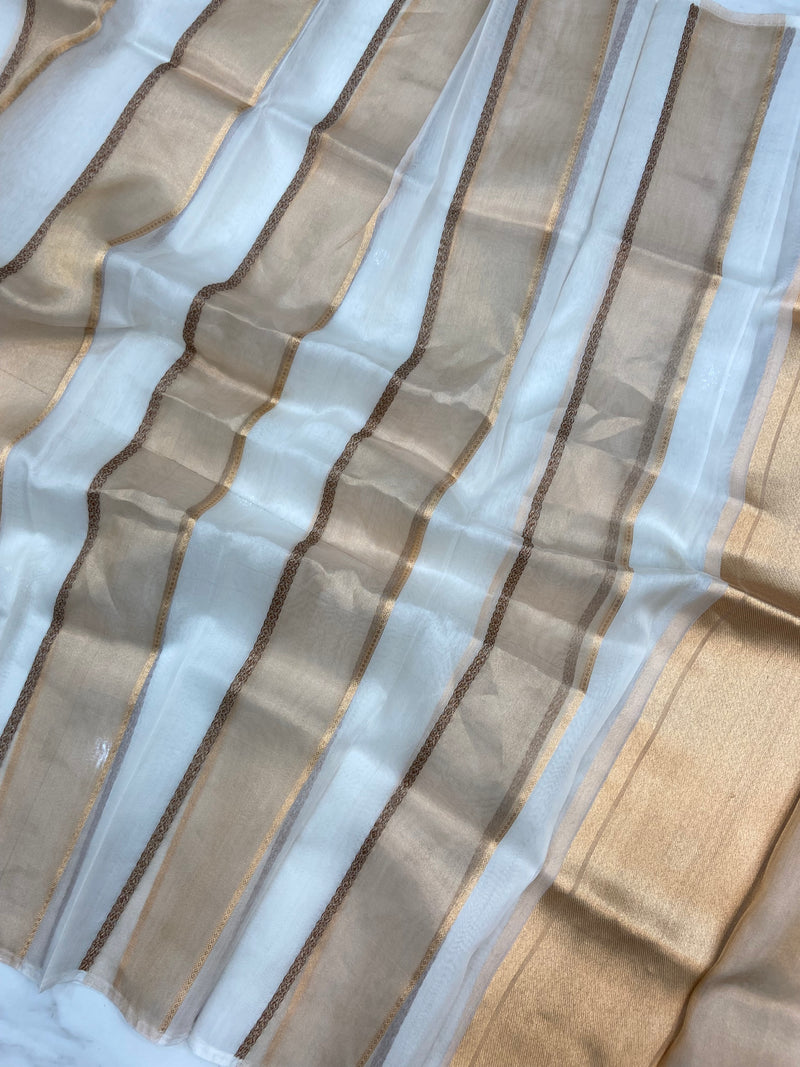 Pure kora Tissue Banarasi Brocade Handloom Dupatta - The Handlooms