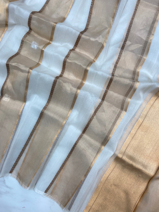 Pure kora Tissue Banarasi Brocade Handloom Dupatta