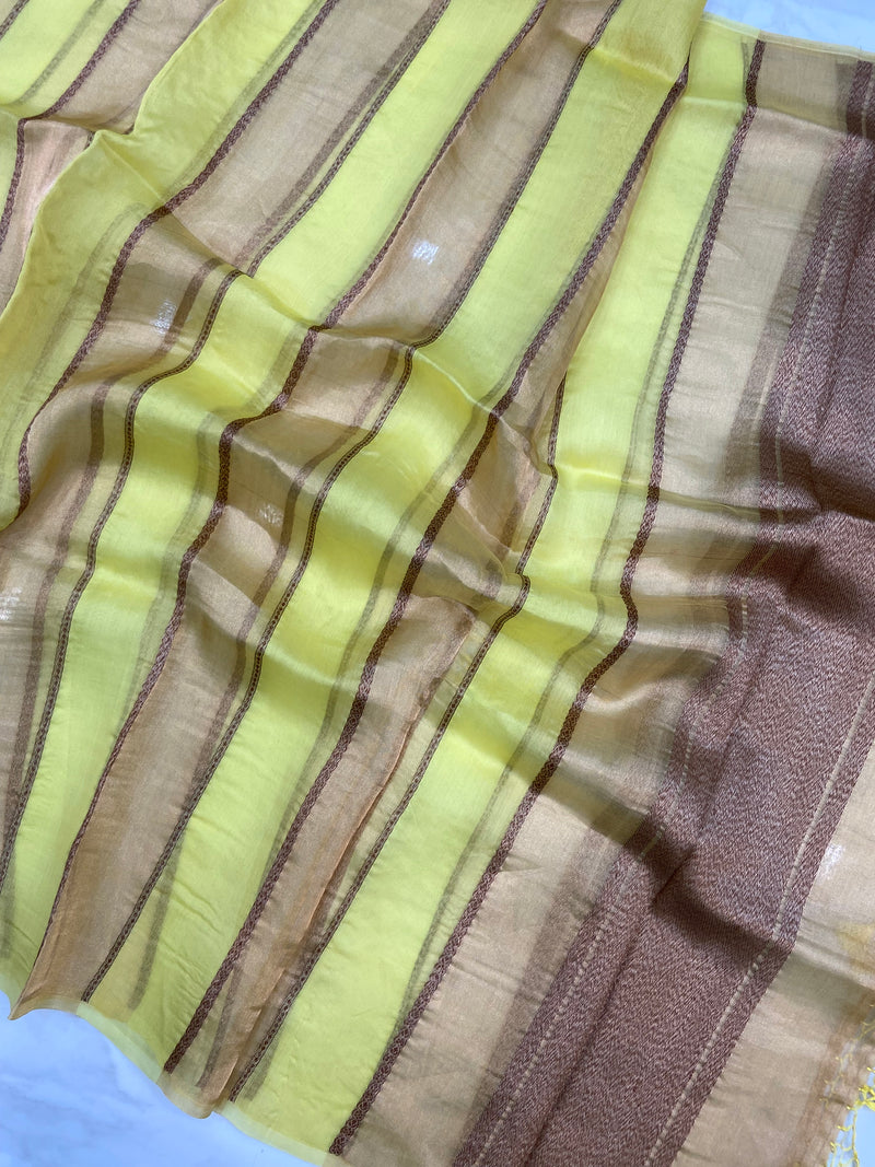 Pure kora Tissue Banarasi Brocade Handloom Dupatta - The Handlooms