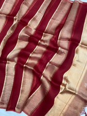Pure kora Tissue Banarasi Brocade Handloom Dupatta - The Handlooms