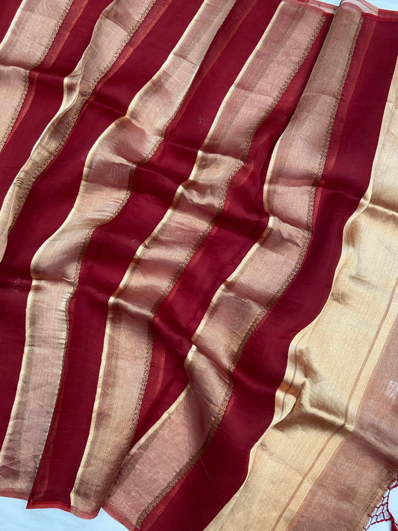 Pure kora Tissue Banarasi Brocade Handloom Dupatta - The Handlooms