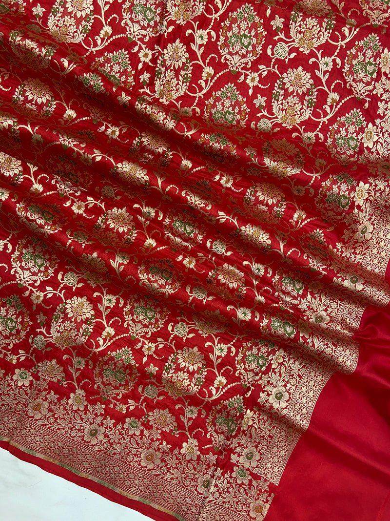 Pure Katan Silk Handloom Banarasi Dupatta - Meenakari - The Handlooms