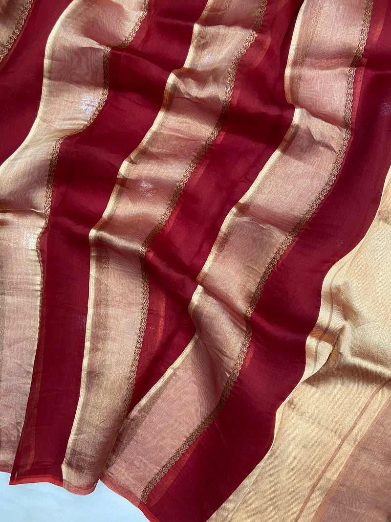 Pure kora Tissue Banarasi Brocade Handloom Dupatta - The Handlooms