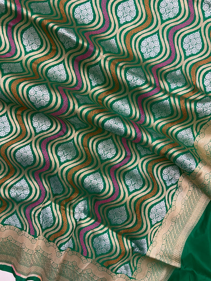 Pure Katan Silk Handloom Banarasi Dupatta - Meenakari - The Handlooms
