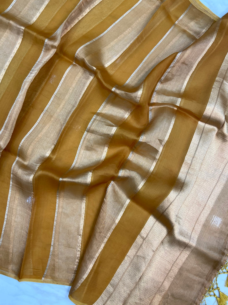 Pure kora Tissue Banarasi Brocade Handloom Dupatta - The Handlooms