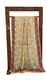 Pure Georgette Chikankari Handloom Banarasi Saree - The Handlooms