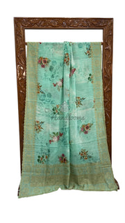 Pure Georgette Handloom Banarasi Saree - Chikanka With Digital Print - The Handlooms