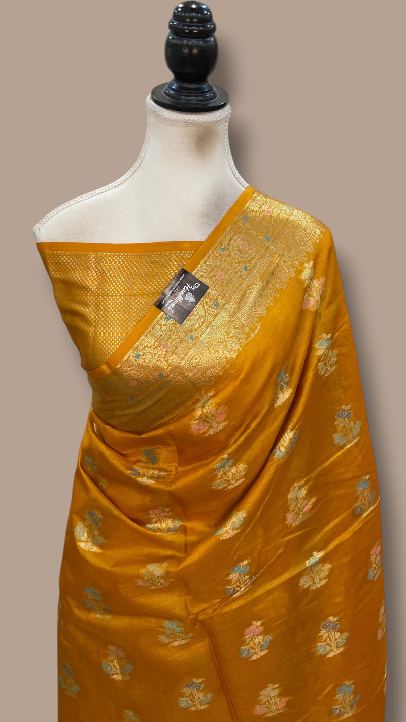 Pure Tussar Silk Handloom Banarasi Saree - Meenakari