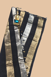 Black Pure tissue Chanderi Handloom Banarasi Saree - The Handlooms