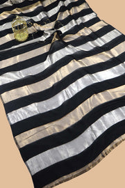 Black Pure tissue Chanderi Handloom Banarasi Saree - The Handlooms