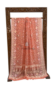Pure Georgette Chikankari Handloom Banarasi Saree - The Handlooms