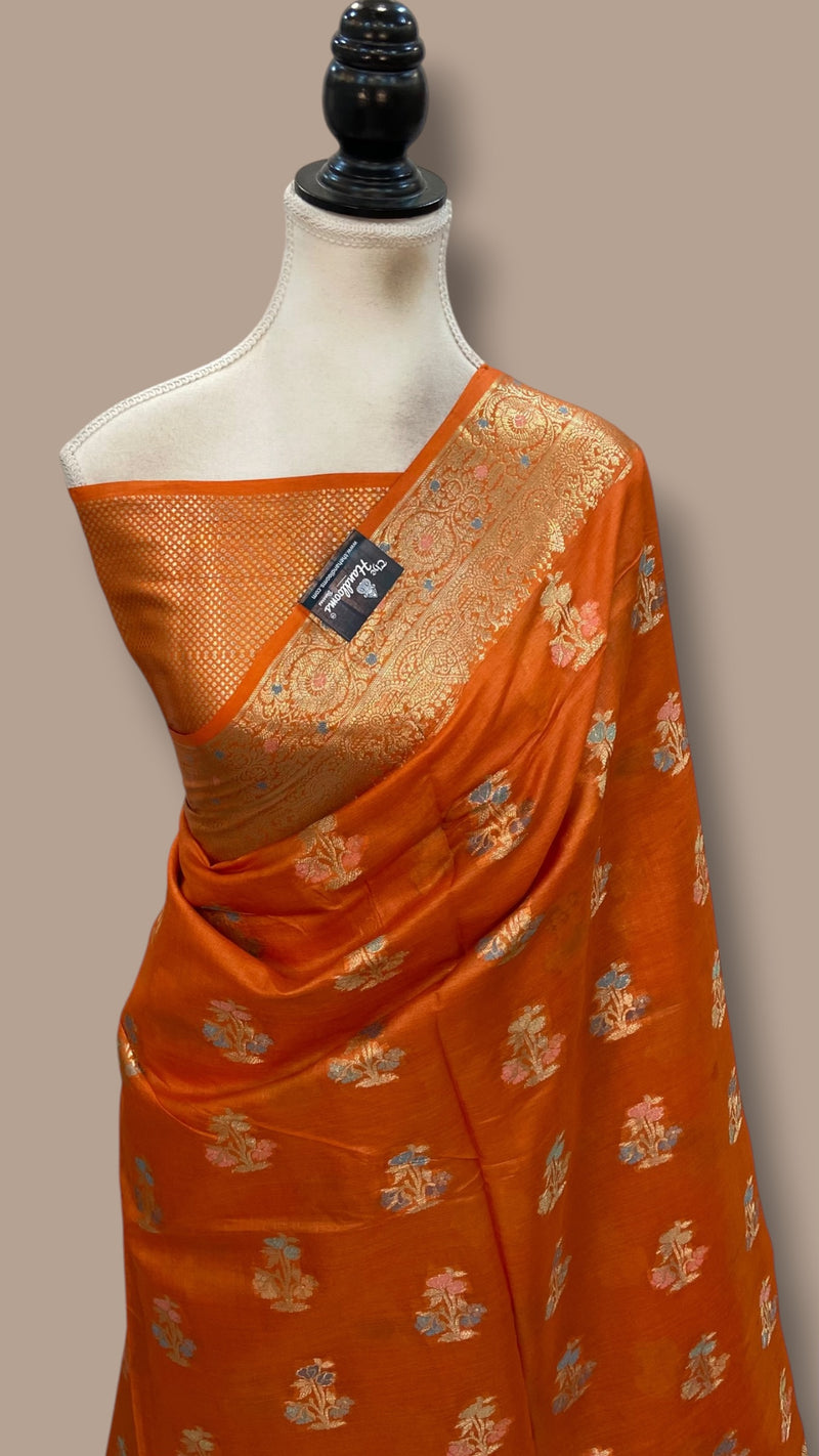 Pure Tussar Silk Handloom Banarasi Saree - Meenakari