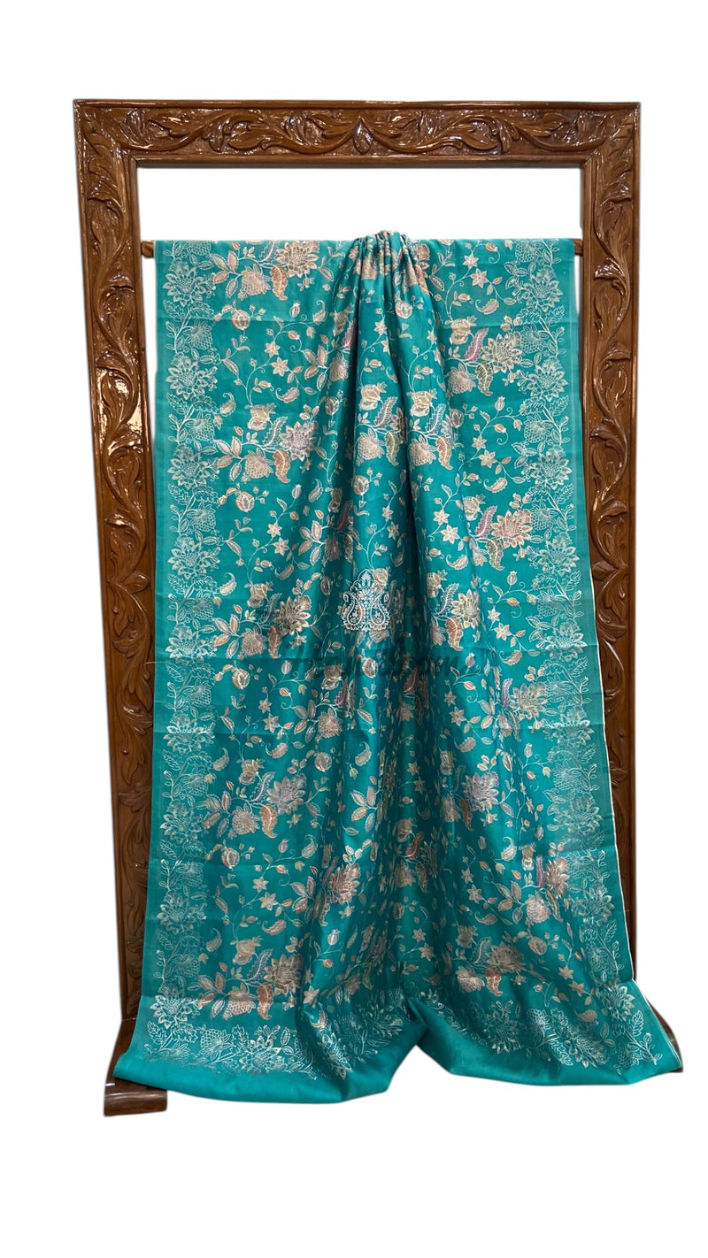 Pure Dupion Silk Handloom Banarasi Saree With Chikankari - The Handlooms