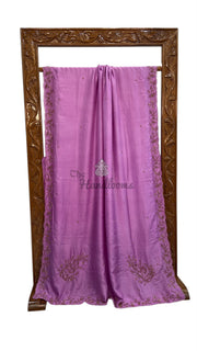 Pure Crepe Silk Handloom Banarasi Saree with Handwork - The Handlooms