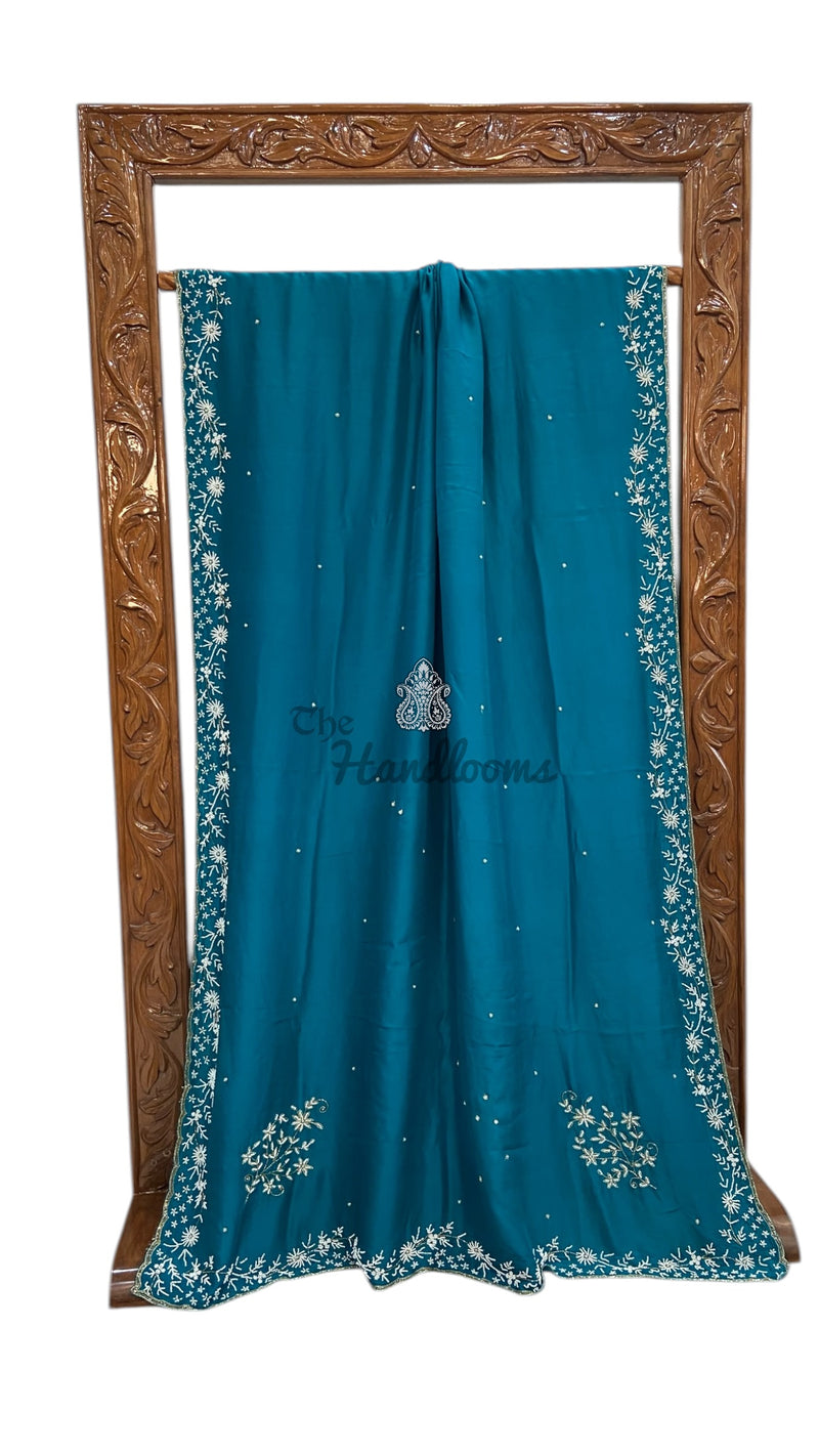 Pure Crepe Silk Handloom Banarasi Saree with Handwork - The Handlooms
