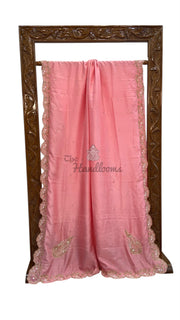 Pure Crepe Silk Handloom Banarasi Saree with Handwork - The Handlooms