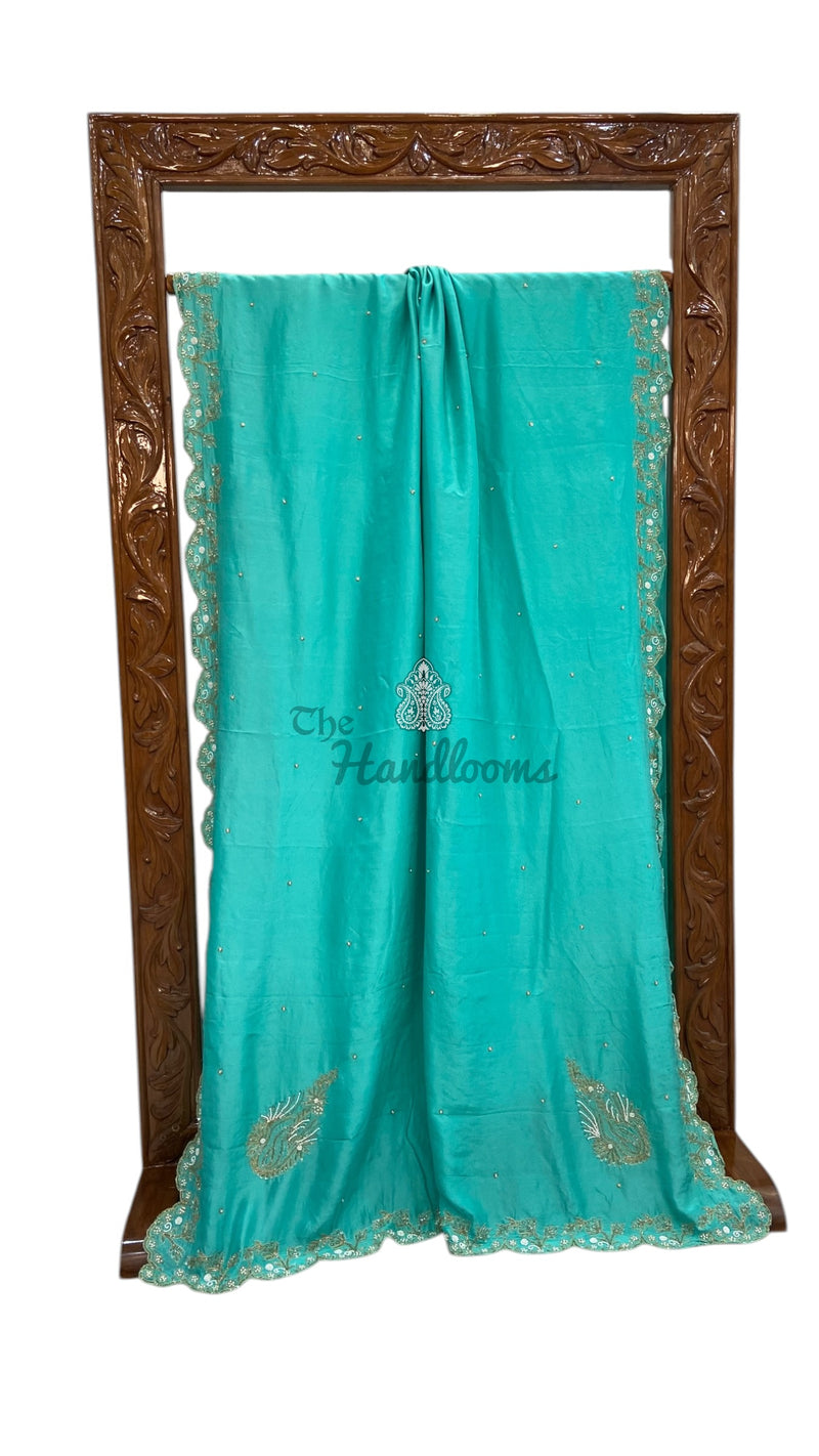 Pure Crepe Silk Handloom Banarasi Saree with Handwork - The Handlooms