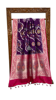 Tussar Georgette Handloom Banarasi Saree With Meenakari - The Handlooms