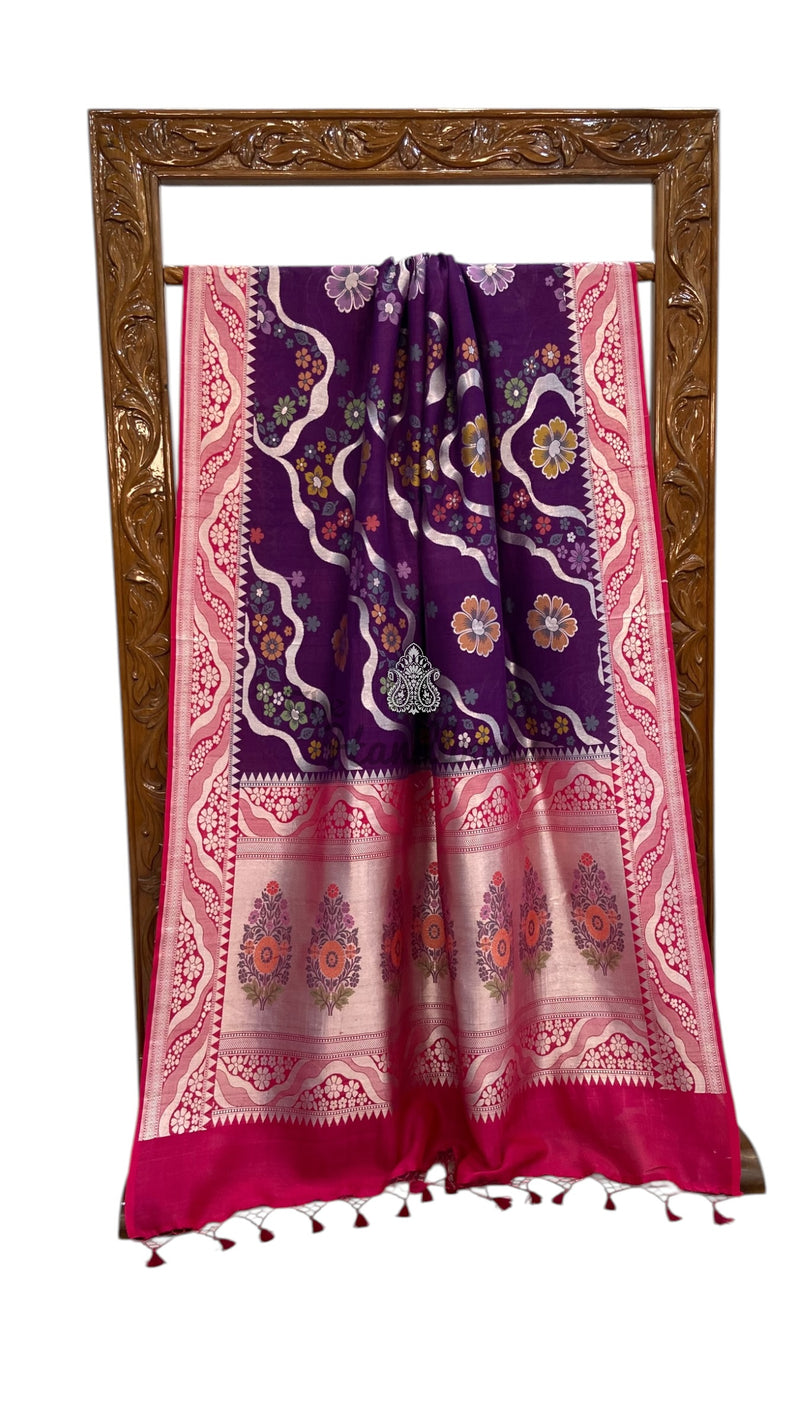 Tussar Georgette Handloom Banarasi Saree With Meenakari - The Handlooms
