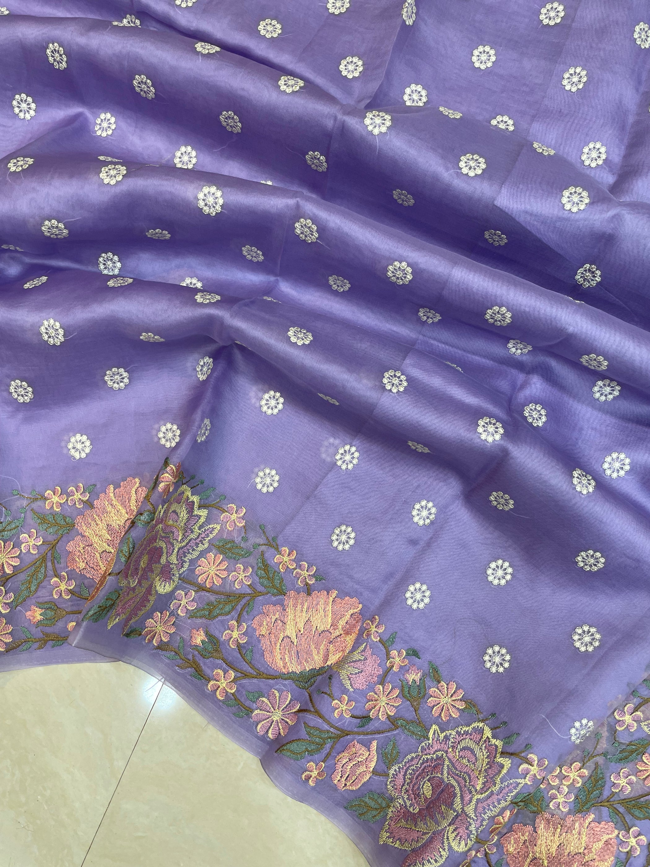 Pure Organza Chikankari Handloom Banarasi Saree — The Handlooms