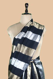 Black Pure tissue Chanderi Handloom Banarasi Saree - The Handlooms