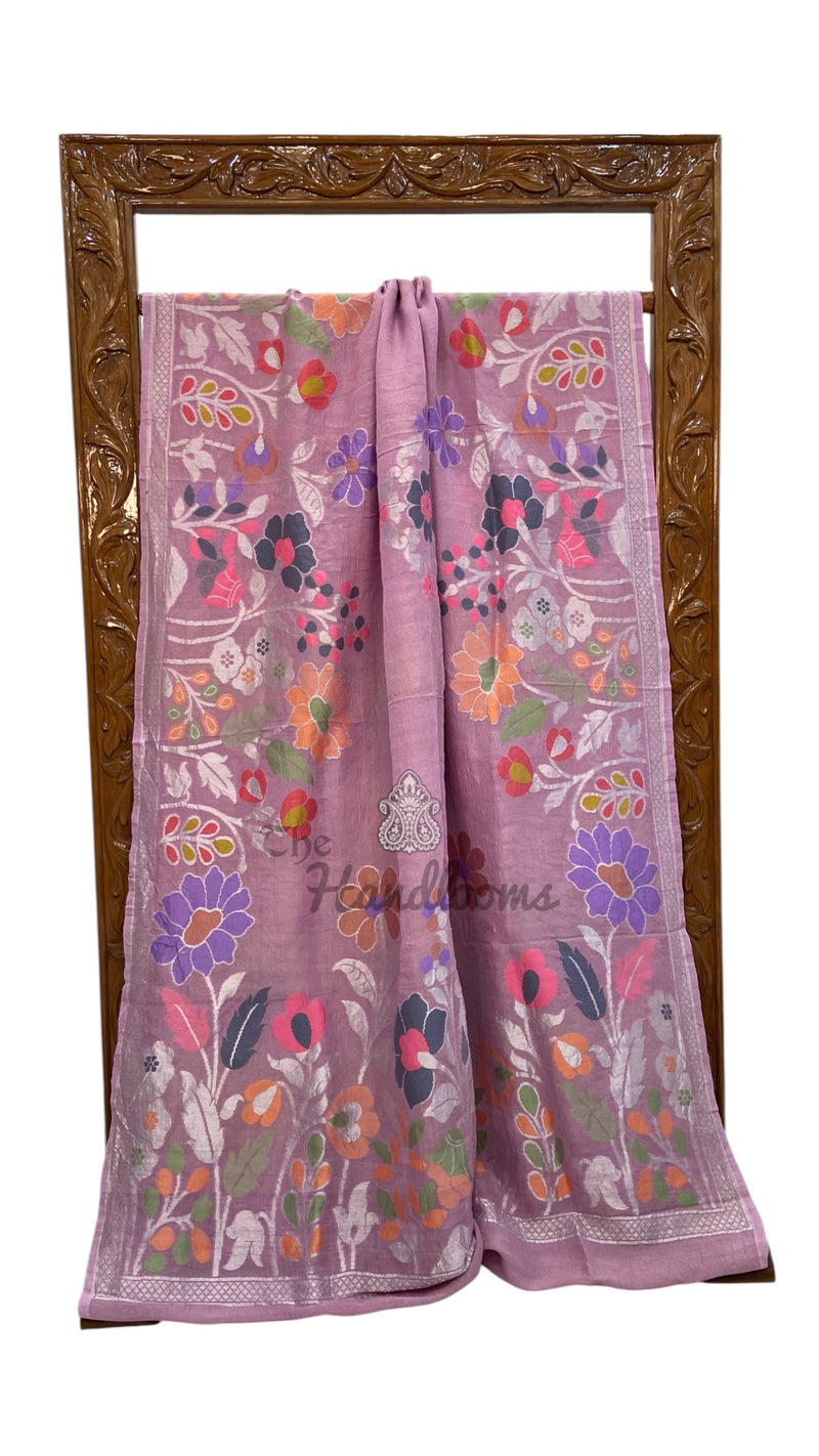 Pure Tussar Georgette Handloom Banarasi Saree With Meenakari