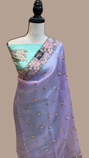 Pure Organza Chikankari Handloom Banarasi Saree - The Handlooms