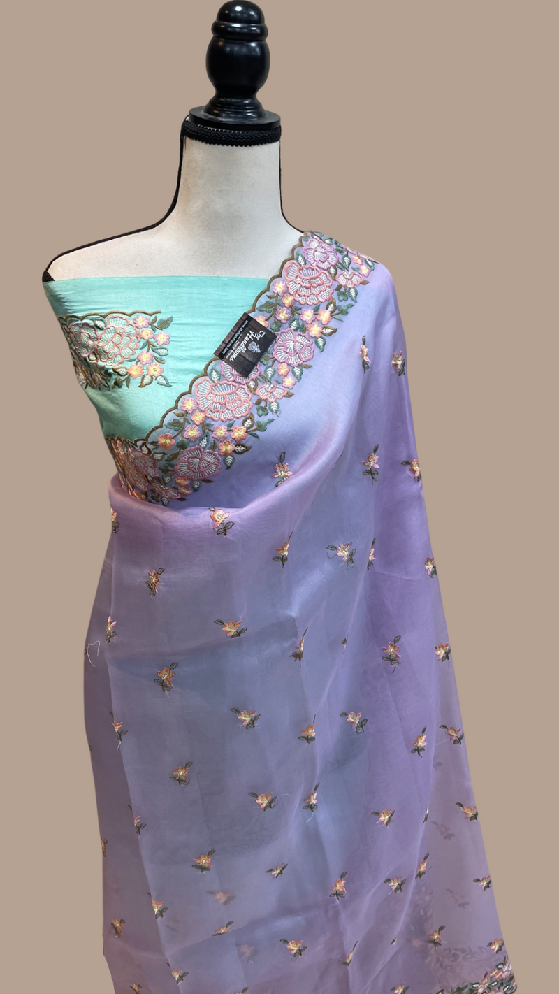 Pure Organza Chikankari Handloom Banarasi Saree - The Handlooms