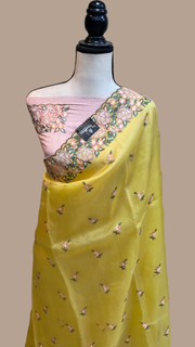 Pure Organza Chikankari Handloom Banarasi Saree - The Handlooms