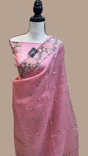 Pure Organza Chikankari Handloom Banarasi Saree - The Handlooms