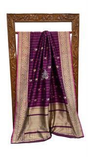 Pure Katan Silk Banarasi Handloom Saree - All Over Kadua Motifs - The Handlooms